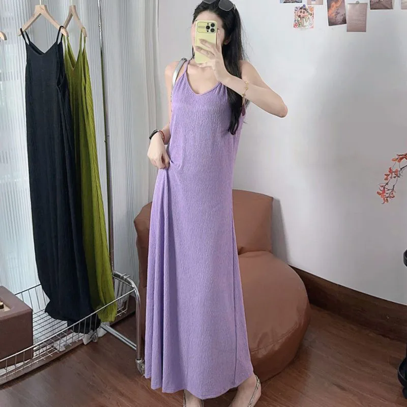 Fashion V-Neck Korean Solid Color Folds Slip Long Dress Female Clothing Summer New Loose All-match Sleeveless Dress
Fashion V-Neck Korean Solid Color Folds Slip Long Dress Female Clothing Summer New Loose All-match Sleeveless Dress