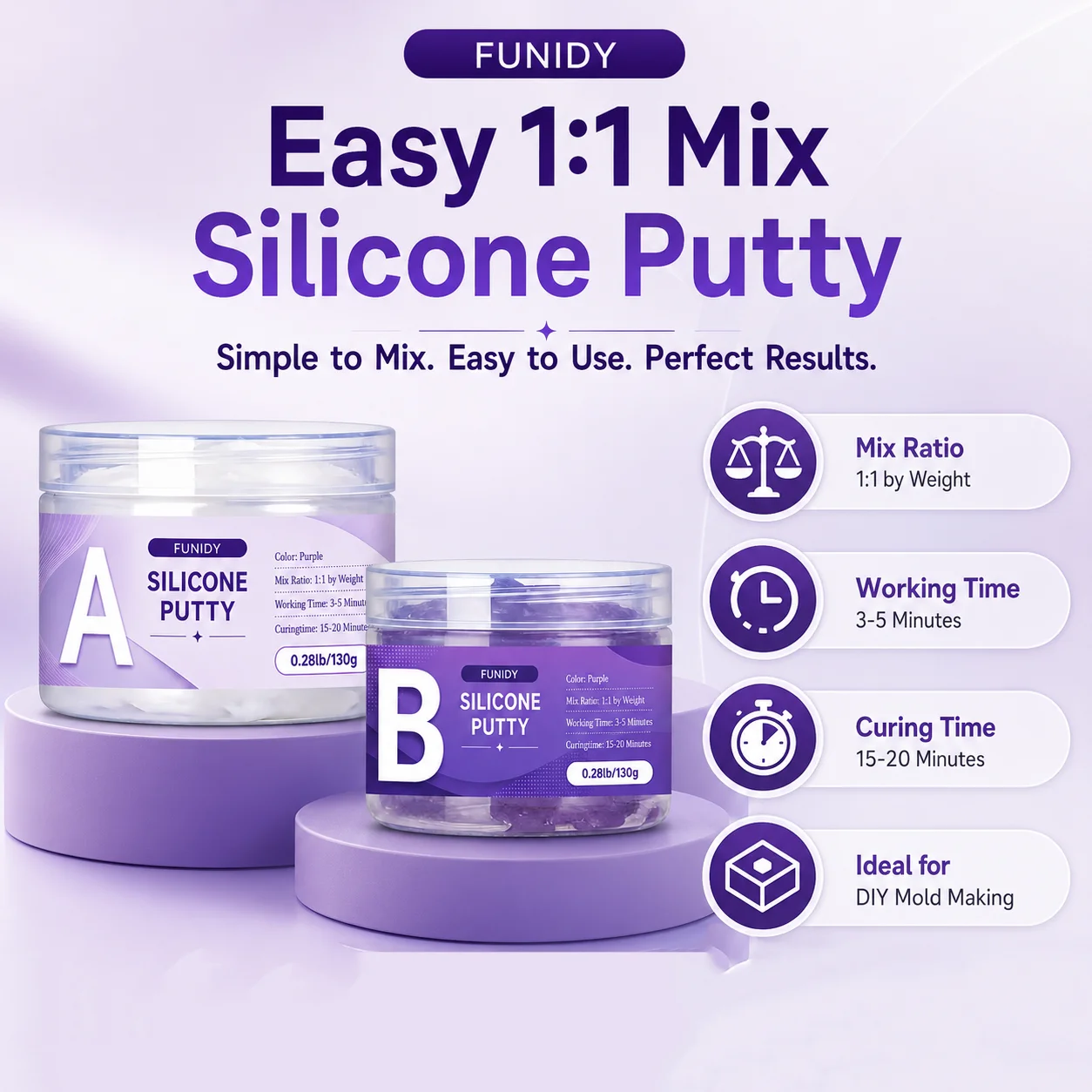 Silicone Putty, Mold Making Kit, Non-Toxic, Strong & Flexible, Easy 1:1 Mixing Ratio for Reusable Silicone Molds, Resin
Silicone Putty, Mold Making Kit, Non-Toxic, Strong & Flexible, Easy 1:1 Mixing Ratio for Reusable Silicone Molds, Resin