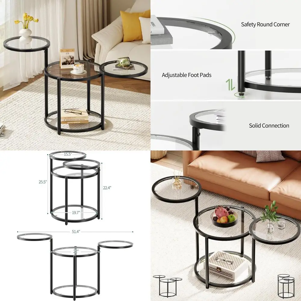 Современный 4-х уровневый вращающийся стеклянный журнальный столик с местом для хранения вещей, металлический каркас для небольших помещений и офисов, черный
Современный 4-х уровневый вращающийся стеклянный журнальный столик с местом для хранения вещей, металлический каркас для небольших помещений и офисов, черный
