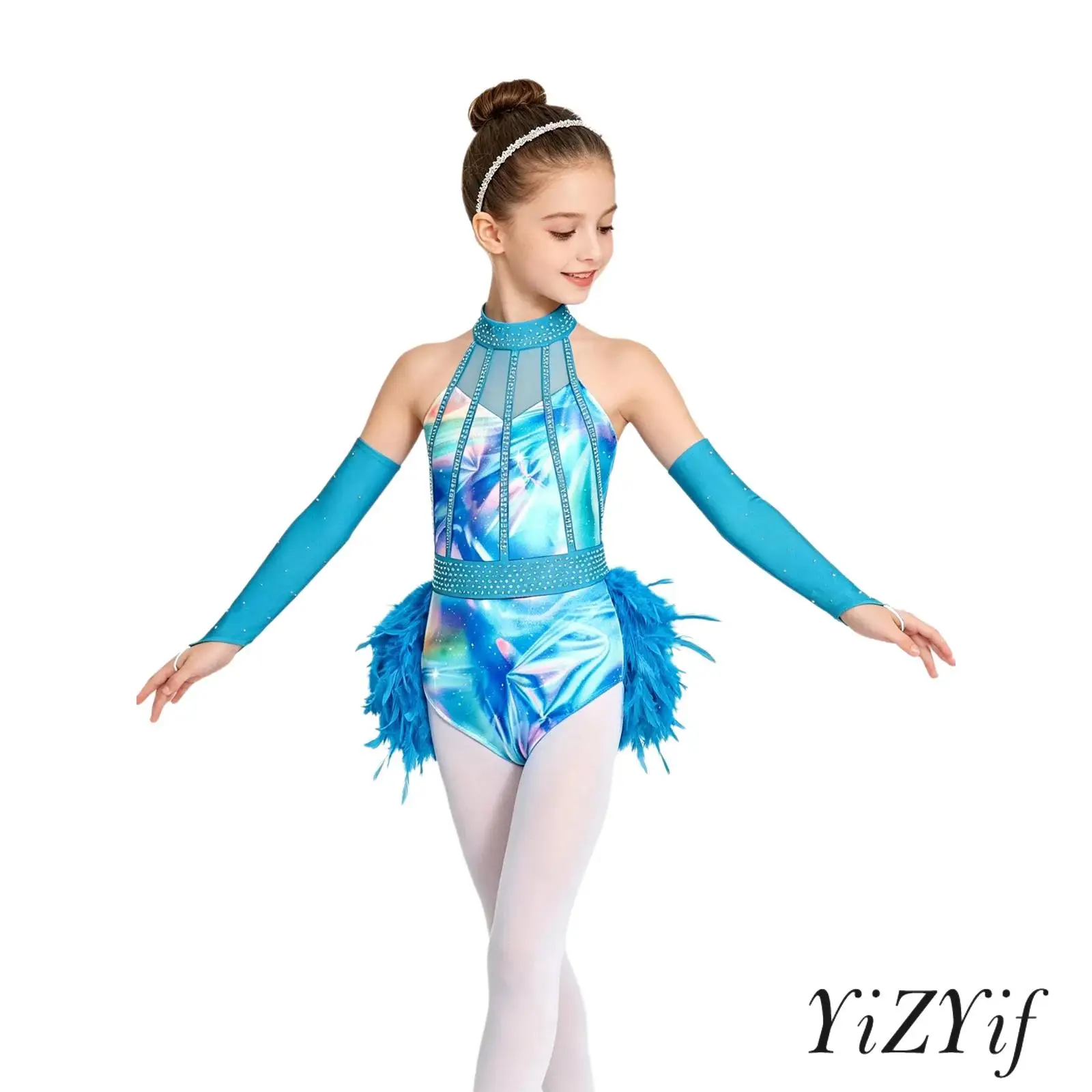 Kids Girls Jazz Dance Jumpsuit Sleeveless Rhinestone Patchwork Faux Feather Detail with Oversleeves for Gymnastics Ballet Dance
Kids Girls Jazz Dance Jumpsuit Sleeveless Rhinestone Patchwork Faux Feather Detail with Oversleeves for Gymnastics Ballet Dance