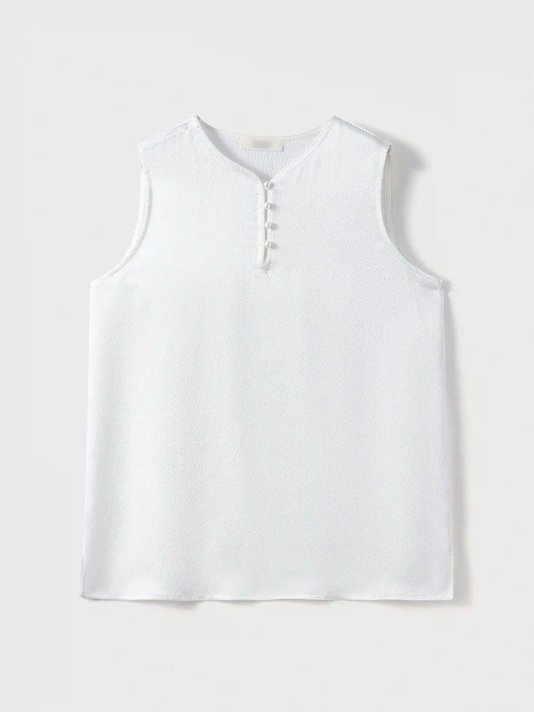 Mulberry Silk Light Luxury Style Tank Top Pearl Satin Solid Color Stand Collar Vest Pure Yet Heavyweight Sleeveless Tops
Mulberry Silk Light Luxury Style Tank Top Pearl Satin Solid Color Stand Collar Vest Pure Yet Heavyweight Sleeveless Tops