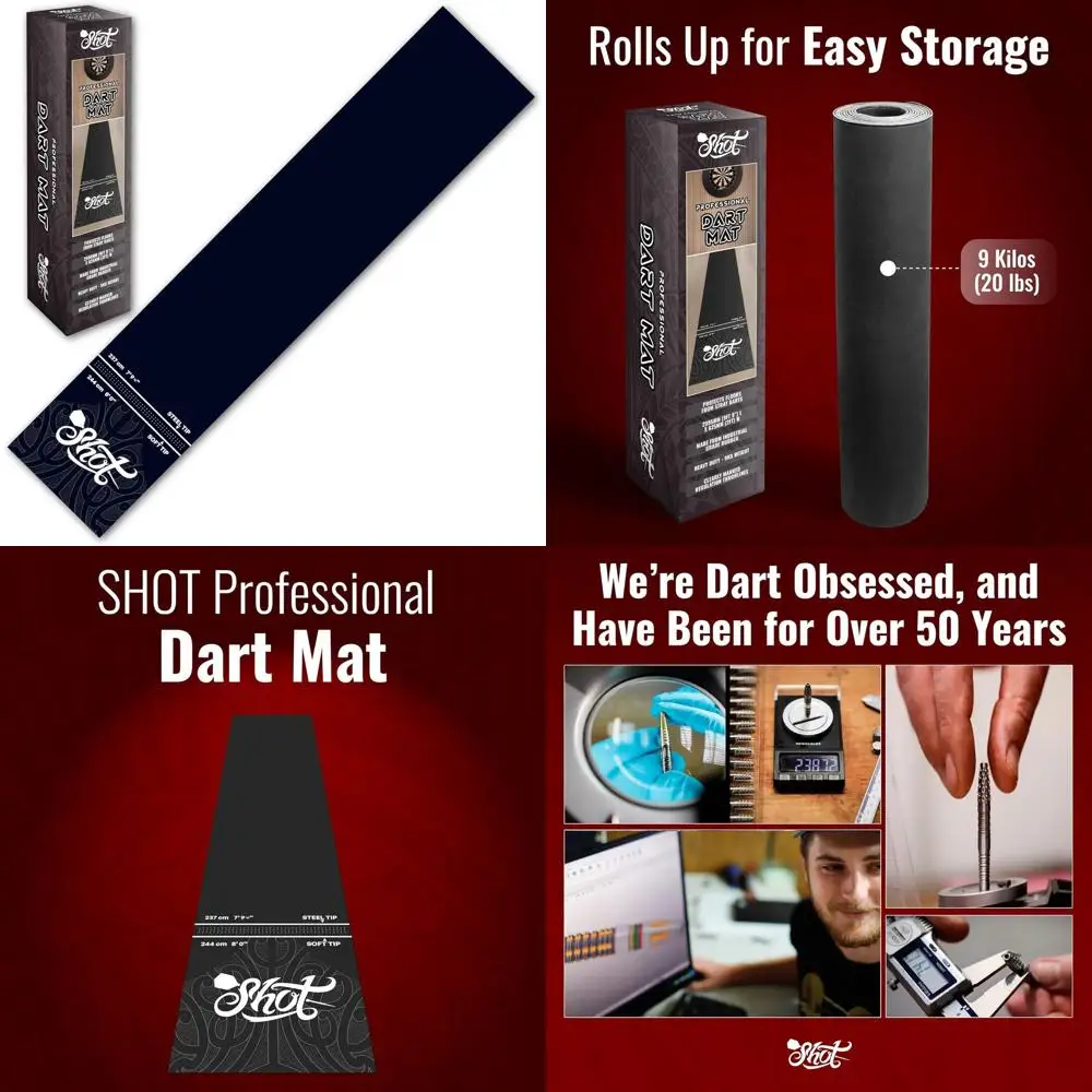 Durable Professional Dart Mat - Heavy-Duty, Shock-Absorbing, Non-Curling Rubber (9.9ft x 2ft)
Durable Professional Dart Mat - Heavy-Duty, Shock-Absorbing, Non-Curling Rubber (9.9ft x 2ft)