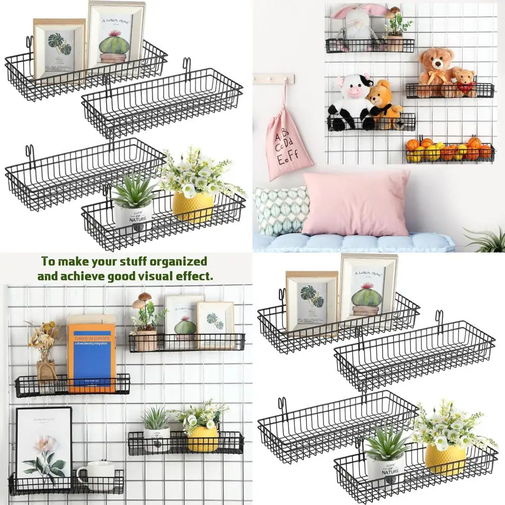Set of 4 Black Metal Wall Baskets with Hooks for Kitchen Storage and Display, 15.75x5.91x1.97 Inches
Set of 4 Black Metal Wall Baskets with Hooks for Kitchen Storage and Display, 15.75x5.91x1.97 Inches