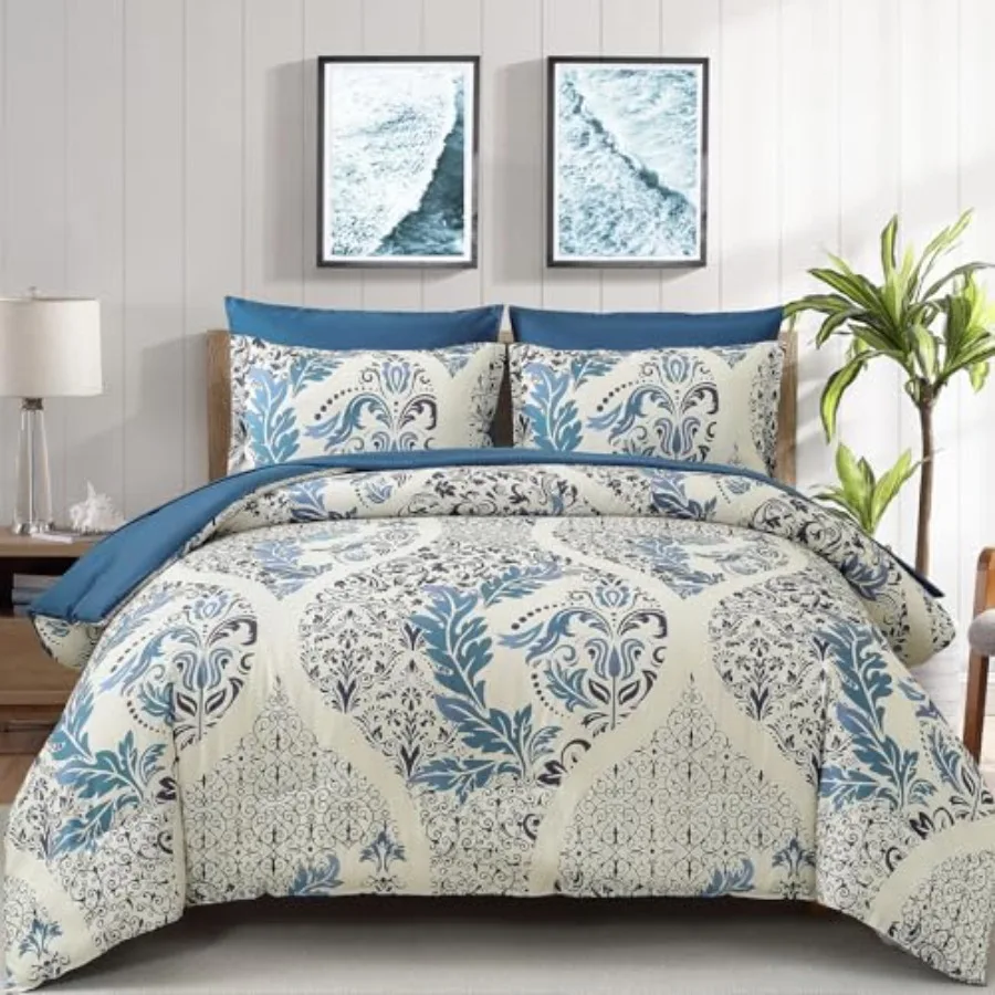 Blue Comforter Set Queen Size 7 Pieces Bohemian Damask Comforter Set Soft Lightweight Microfiber Bedding Set for All Season 90"
Blue Comforter Set Queen Size 7 Pieces Bohemian Damask Comforter Set Soft Lightweight Microfiber Bedding Set for All Season 90"