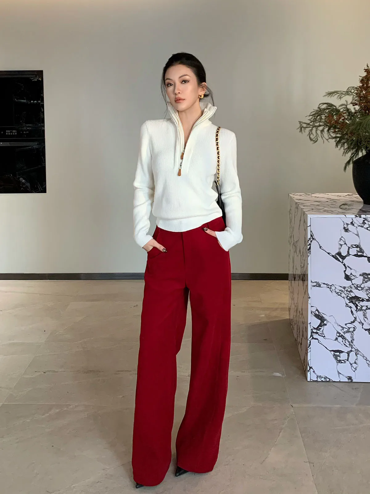 Ele High Waist Red Straight Leg Casual Pants Autumn Winter Slimming Versatile New Year's Faion Wide Leg Trousers
Ele High Waist Red Straight Leg Casual Pants Autumn Winter Slimming Versatile New Year's Faion Wide Leg Trousers