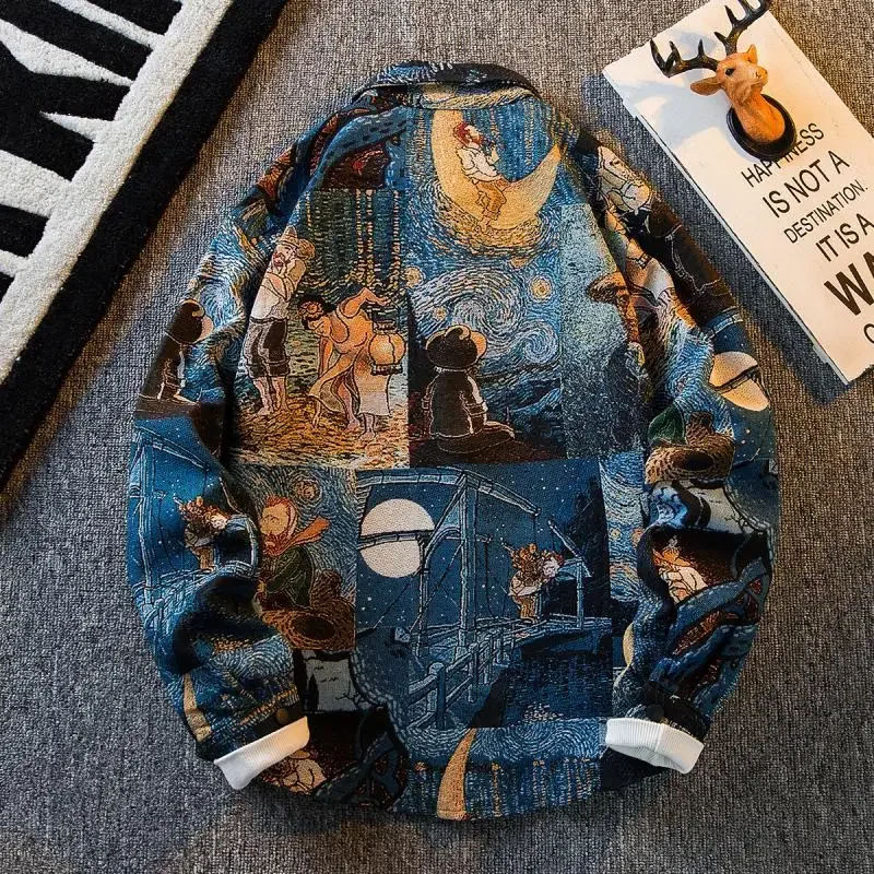American Vintage Van Gogh Oil Painting Long-sleeved Shirt Men's Loose High Street Casual Shirts Jacket Men Tops Male Clothes
American Vintage Van Gogh Oil Painting Long-sleeved Shirt Men's Loose High Street Casual Shirts Jacket Men Tops Male Clothes