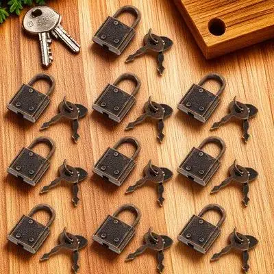 10pcs Vintage Copper Padlocks Durable Vintage niture Lock Suitcase Locks Rustproof Hardware Travel Security Key
10pcs Vintage Copper Padlocks Durable Vintage niture Lock Suitcase Locks Rustproof Hardware Travel Security Key