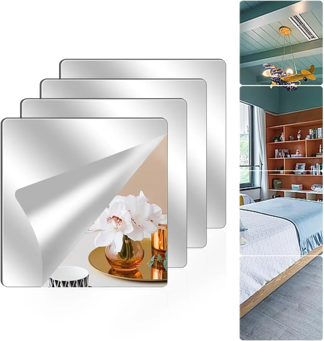 Four Wall Mirror Tiles Full Length 10x10 Inch Lightweight Unbreakable Flexible Acrylic Sheets for Bedroom Home Gym
Four Wall Mirror Tiles Full Length 10x10 Inch Lightweight Unbreakable Flexible Acrylic Sheets for Bedroom Home Gym