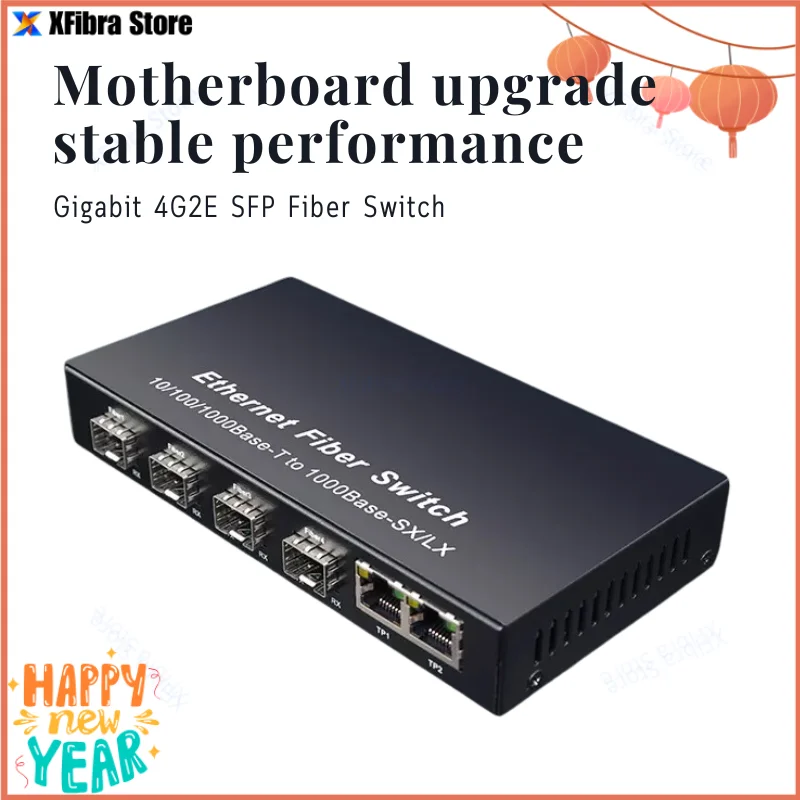 Gigabit Optical Media Converter, Fiber Ethernet Switch, 4 x SFP and 2 RJ45, UTP Port, 4 G2E, 1000Mbps
Gigabit Optical Media Converter, Fiber Ethernet Switch, 4 x SFP and 2 RJ45, UTP Port, 4 G2E, 1000Mbps