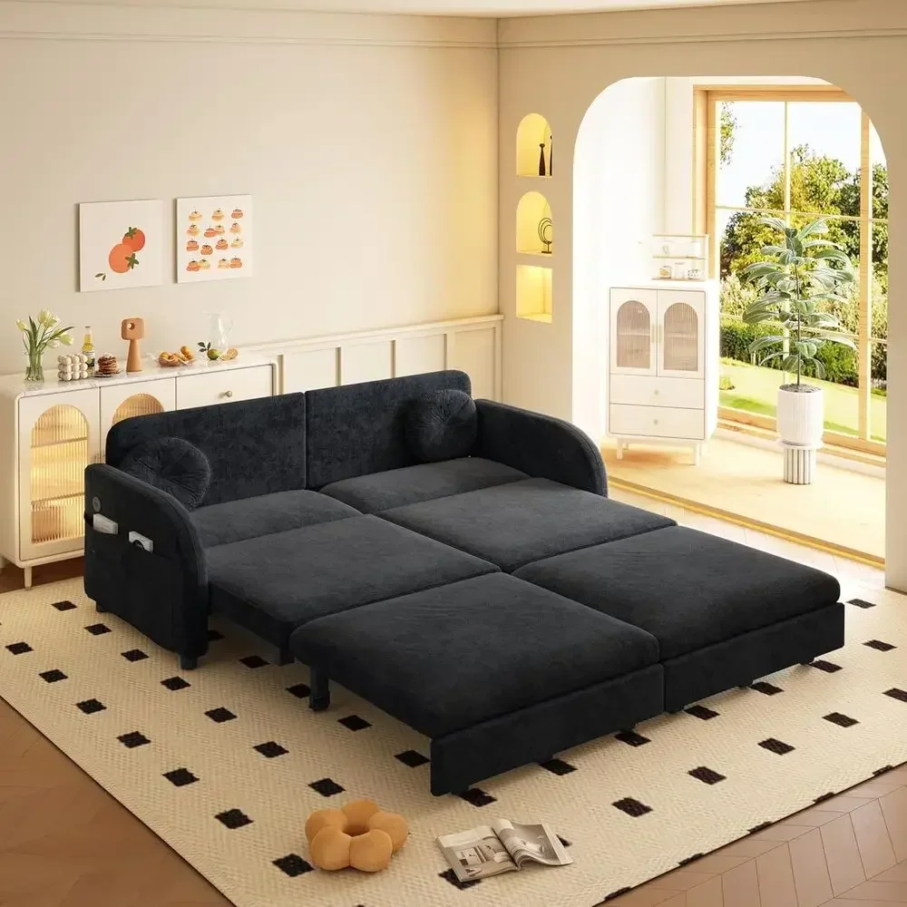 Queen Size Chenille Sleeper Sofa Daybed with Storage, USB, and Pillows - Ideal for Small Spaces, Living Room, Black
Queen Size Chenille Sleeper Sofa Daybed with Storage, USB, and Pillows - Ideal for Small Spaces, Living Room, Black