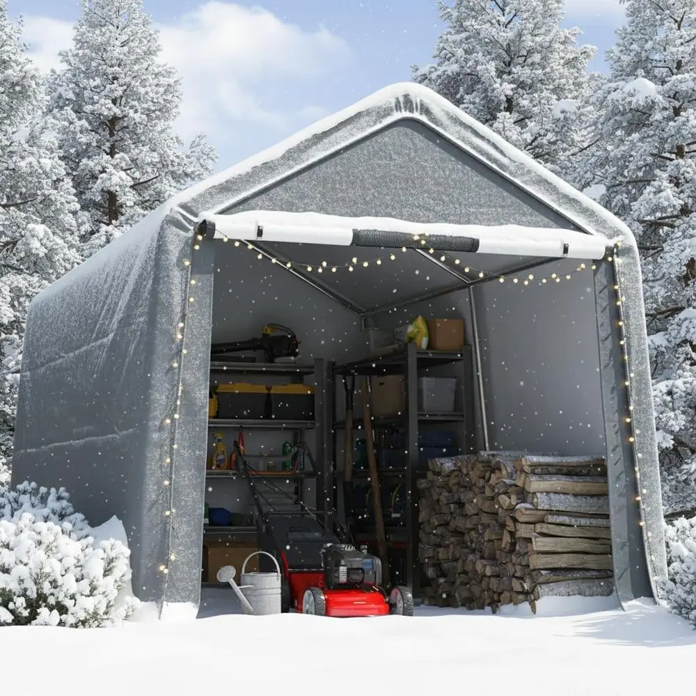 Durable 8x10T Carport with Roll-Up Mesh Windows, Reinforced, Portable Garage, Motorcycle Shelter, Outdoor Equipment Cover - Gray
Durable 8x10T Carport with Roll-Up Mesh Windows, Reinforced, Portable Garage, Motorcycle Shelter, Outdoor Equipment Cover - Gray