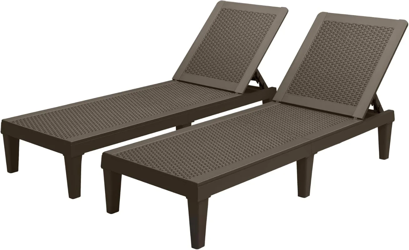 Outdoor Chaise Lounge Chairs Set of 2 with 5-Position Adjustable Backrest, Waterproof PP Sun Chaise Loungers for Garden
Outdoor Chaise Lounge Chairs Set of 2 with 5-Position Adjustable Backrest, Waterproof PP Sun Chaise Loungers for Garden