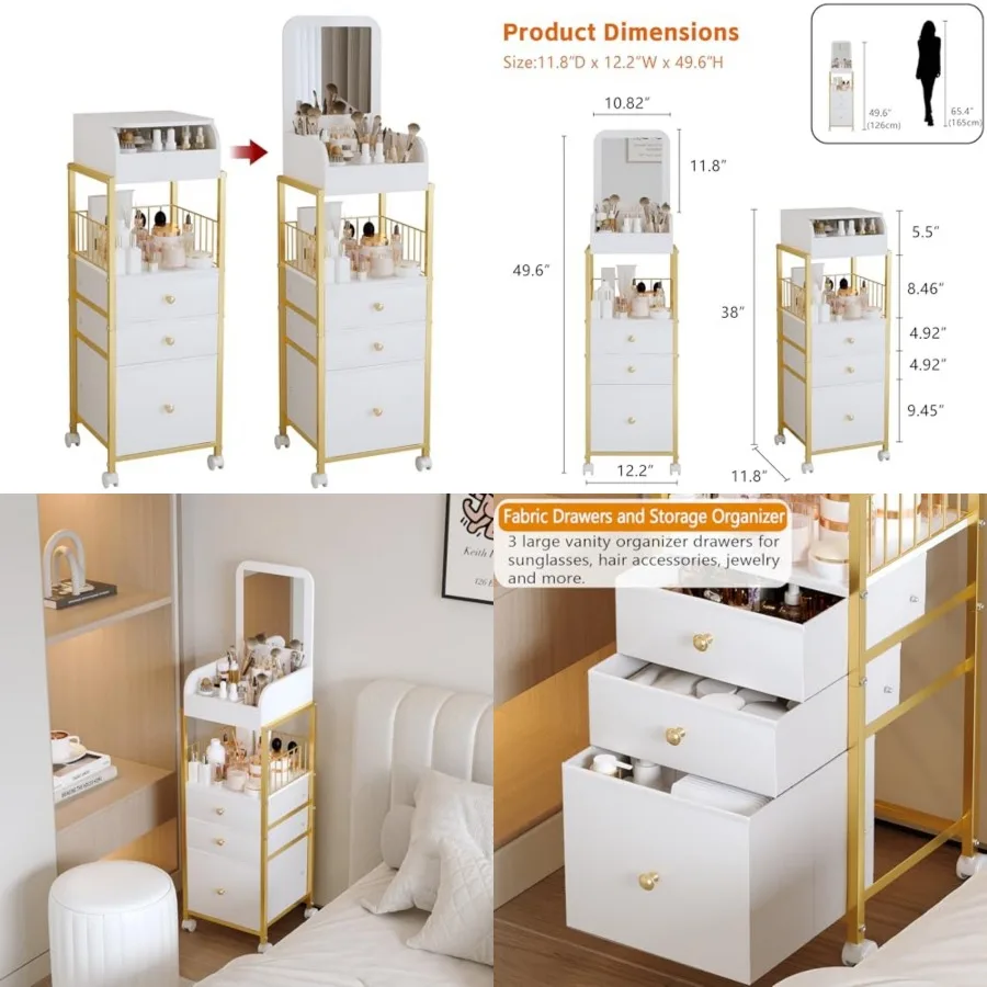 Makeup Cart Organizer with Mirror, Floor Makeup Organizer Large- Make Up Organizers Vanity Cart Cosmetic Display Cases Holder f
Makeup Cart Organizer with Mirror, Floor Makeup Organizer Large- Make Up Organizers Vanity Cart Cosmetic Display Cases Holder f