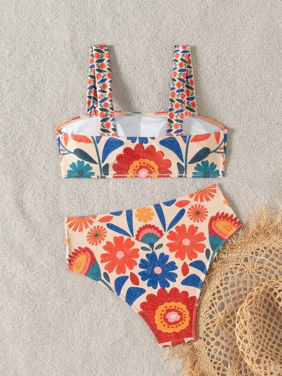 Womens High Waist Floral Print Thick Strap Two Piece Swimsuit For Beach Vacation
Womens High Waist Floral Print Thick Strap Two Piece Swimsuit For Beach Vacation