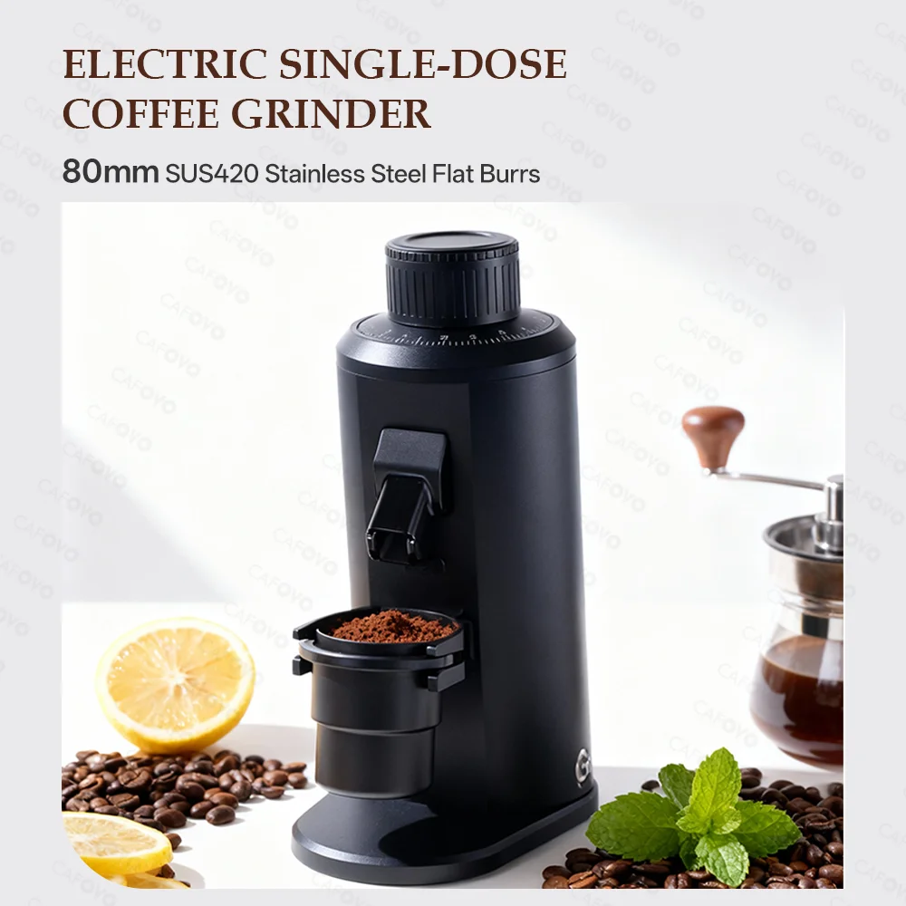 CAFOVO G180FV Electric Coffee Bean Grinder 80mm Flat Burrs 800-1600RPM Stepless Grind Plasma Anti Static Single Dose Grinder
CAFOVO G180FV Electric Coffee Bean Grinder 80mm Flat Burrs 800-1600RPM Stepless Grind Plasma Anti Static Single Dose Grinder