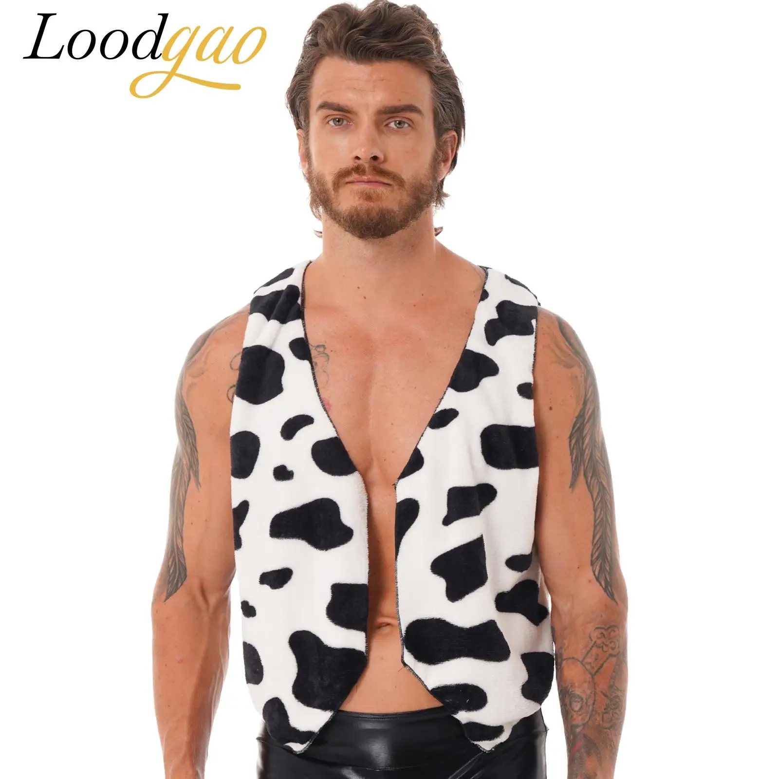 Men's Cow Print Vest Halloween Cosplay Party Fancy Dress Up Festival Sleeveless Vest Open Front Waistcoat Vintage Hippie Costume
Men's Cow Print Vest Halloween Cosplay Party Fancy Dress Up Festival Sleeveless Vest Open Front Waistcoat Vintage Hippie Costume