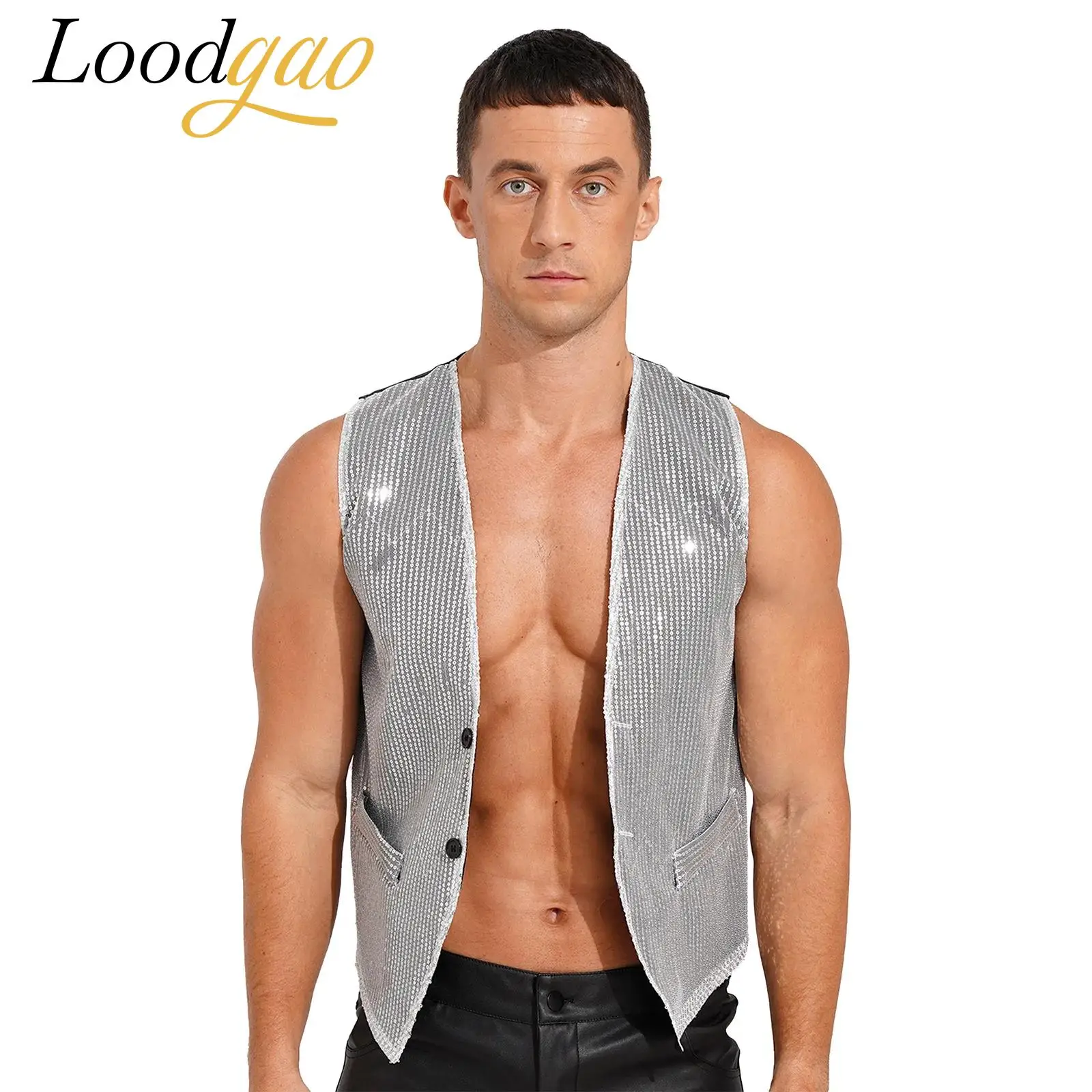 Мужской жилет без рукавов с блестящими пайетками, костюм для выступлений в стиле джаз, для фестивалей хип-хопа, рейв-вечеринок, клубная одежда
Мужской жилет без рукавов с блестящими пайетками, костюм для выступлений в стиле джаз, для фестивалей хип-хопа, рейв-вечеринок, клубная одежда