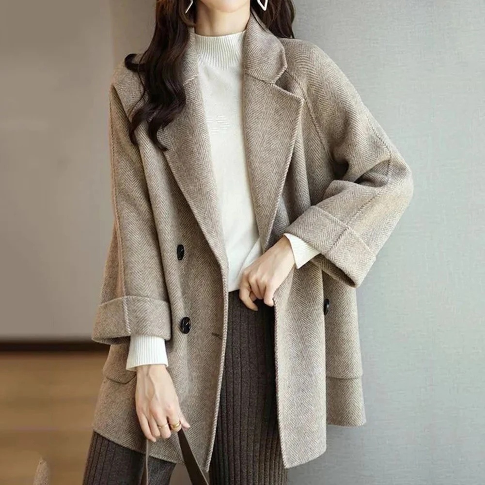Женское однотонное пальто, женская верхняя одежда, элегантная шерстяная куртка средней длины
Женское однотонное пальто, женская верхняя одежда, элегантная шерстяная куртка средней длины
