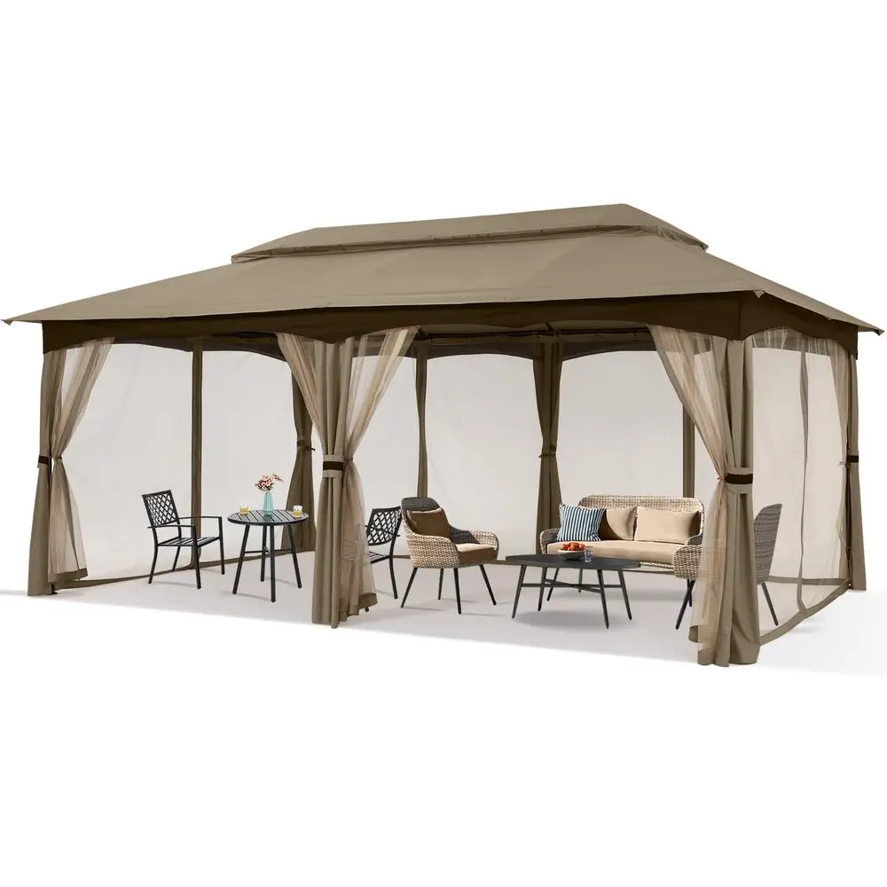 Outdoor Patio Gazebo for Garden with Upgrade Steel Frame and Netting Walls 10x20,Khaki
Outdoor Patio Gazebo for Garden with Upgrade Steel Frame and Netting Walls 10x20,Khaki