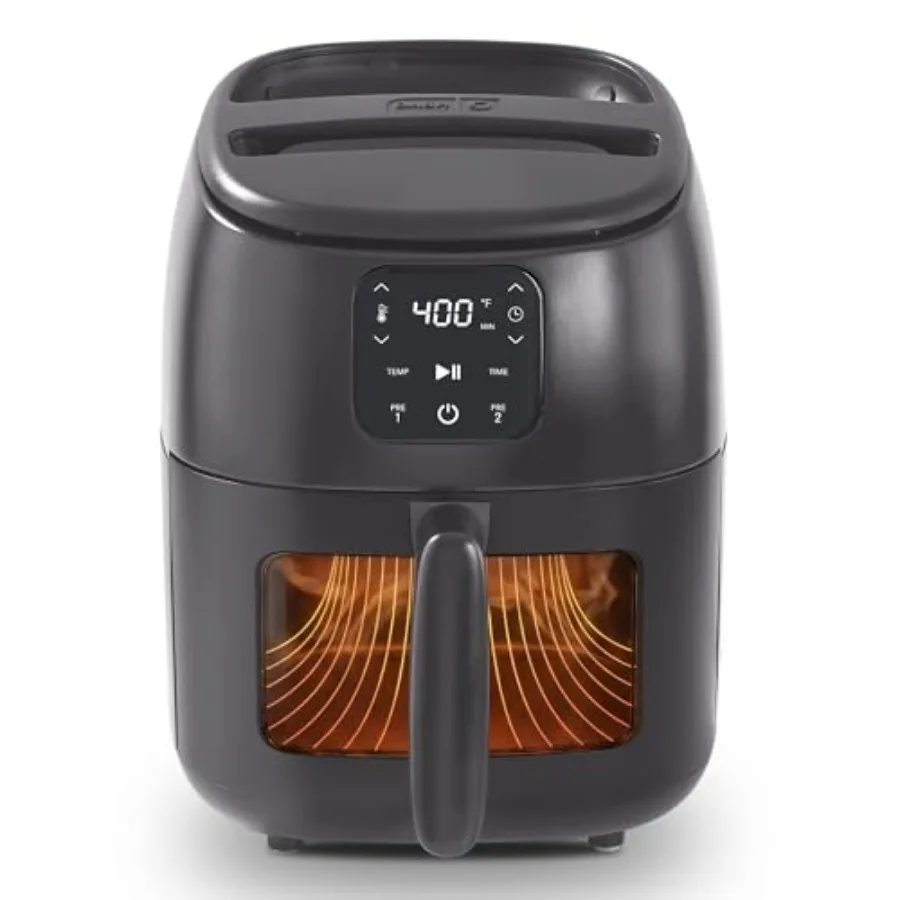 Compact air fryer for small kitchens, ceramic nonstick coating, black, 2.6QT ccity with infrared digital control, viewing windo
Compact air fryer for small kitchens, ceramic nonstick coating, black, 2.6QT ccity with infrared digital control, viewing windo