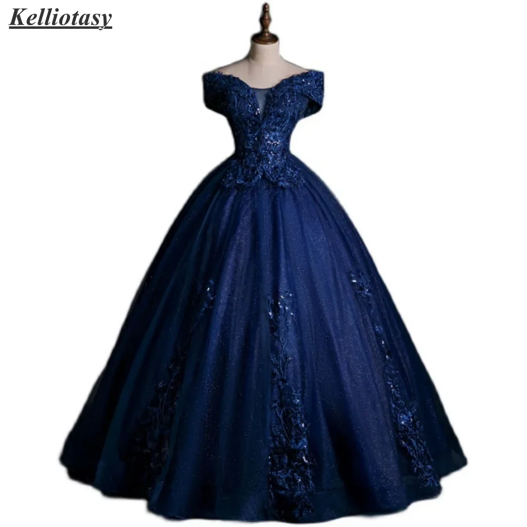 Off Shoulder Quinceanera Dresses Navy Blue Ball Gown Princess Quinceanera Gown For Girls Choral Dress Performance WSFS009
Off Shoulder Quinceanera Dresses Navy Blue Ball Gown Princess Quinceanera Gown For Girls Choral Dress Performance WSFS009
