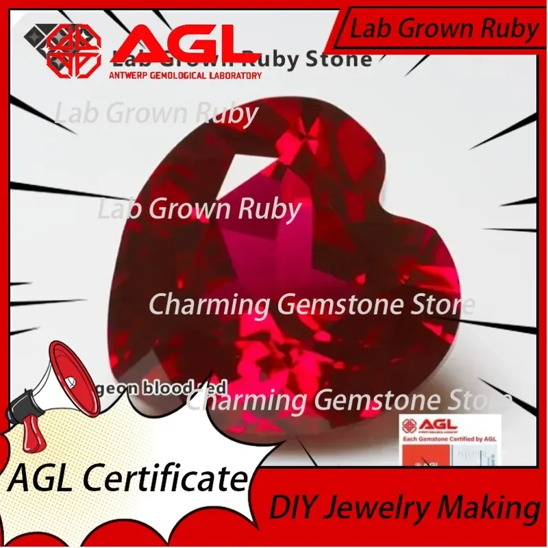 Lab Grown Ruby Loose Gemstones Pigeon Blood Red Heart Cut for DIY Jewelry Making Lab Grown Sapphire Compatible AGL Certified
Lab Grown Ruby Loose Gemstones Pigeon Blood Red Heart Cut for DIY Jewelry Making Lab Grown Sapphire Compatible AGL Certified