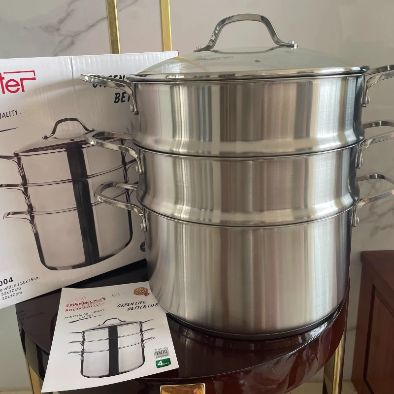 30 Steamer 18-10 Stainless Steel Thickened Household Three-Layer Food Grade 316 Steel Stew Pot
30 Steamer 18-10 Stainless Steel Thickened Household Three-Layer Food Grade 316 Steel Stew Pot