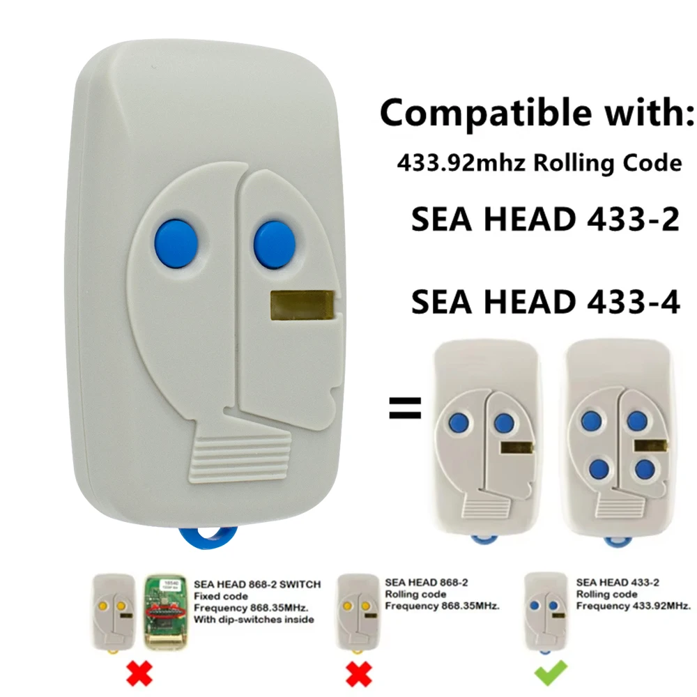 1-20pcs SEA Head 433-2 / 433-4 Garage Gate Remote Control 433.92MHz Rolling Code SEA 433 2 4 handheld transmitter Replacement
1-20pcs SEA Head 433-2 / 433-4 Garage Gate Remote Control 433.92MHz Rolling Code SEA 433 2 4 handheld transmitter Replacement