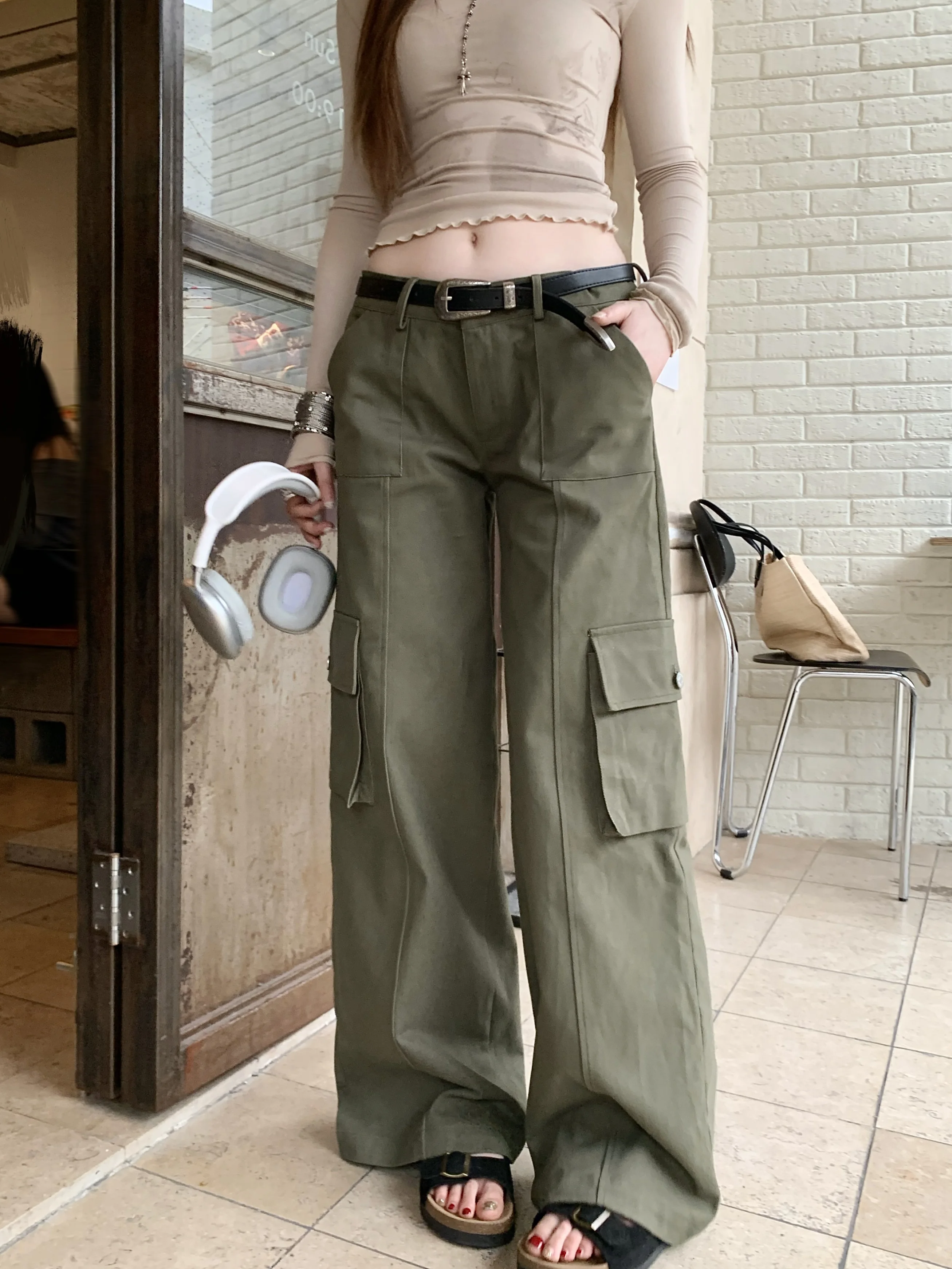 American Retro Low Waist Loose Green Work Pants Women's Summer Age-Defying Casual Trousers Straight Leg Zipper Fly
American Retro Low Waist Loose Green Work Pants Women's Summer Age-Defying Casual Trousers Straight Leg Zipper Fly