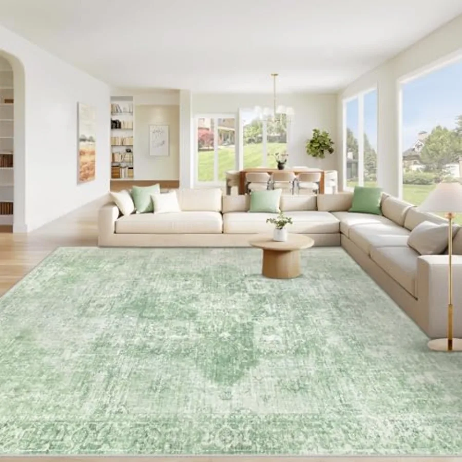 Washable vintage boho medallion area rug for living room, bedroom, dining room, home office; sage green, low pile, non-slip, so
Washable vintage boho medallion area rug for living room, bedroom, dining room, home office; sage green, low pile, non-slip, so