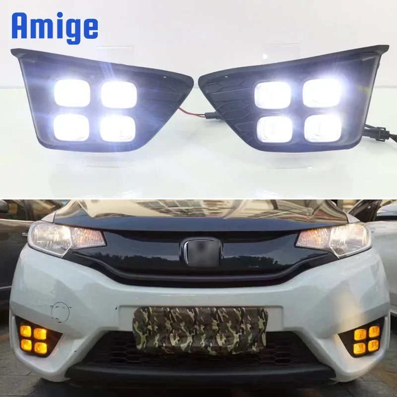 Car LED DRL 12V Daylights For Honda Jazz Fit 2014 - 2017 Yellow Turn Signal Daytime Running Headlamps Auto Driving Lamp Foglamps
Car LED DRL 12V Daylights For Honda Jazz Fit 2014 - 2017 Yellow Turn Signal Daytime Running Headlamps Auto Driving Lamp Foglamps