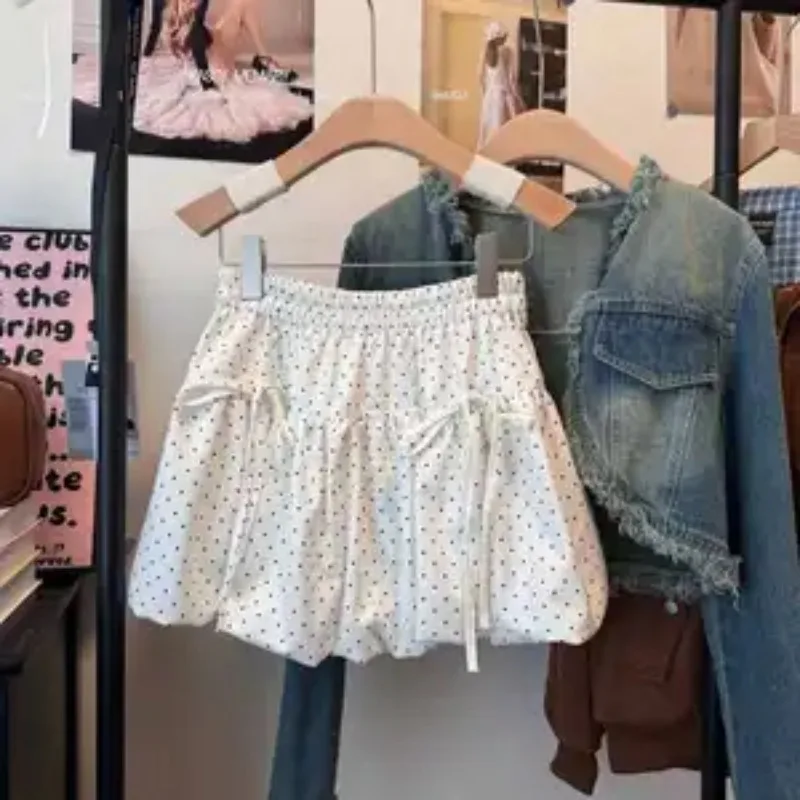 Women's Polka Dot Bow Mini Skirt High Waist A-line Puffy Bubble Skirt
Women's Polka Dot Bow Mini Skirt High Waist A-line Puffy Bubble Skirt