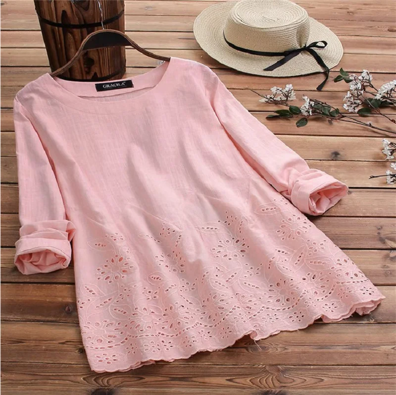 Autumn Faion Women's Loose Blouse Ladies' irt Tops S4XL Cotton Polyester Street Sle round Ne Long Sve Hollow out
Autumn Faion Women's Loose Blouse Ladies' irt Tops S4XL Cotton Polyester Street Sle round Ne Long Sve Hollow out
