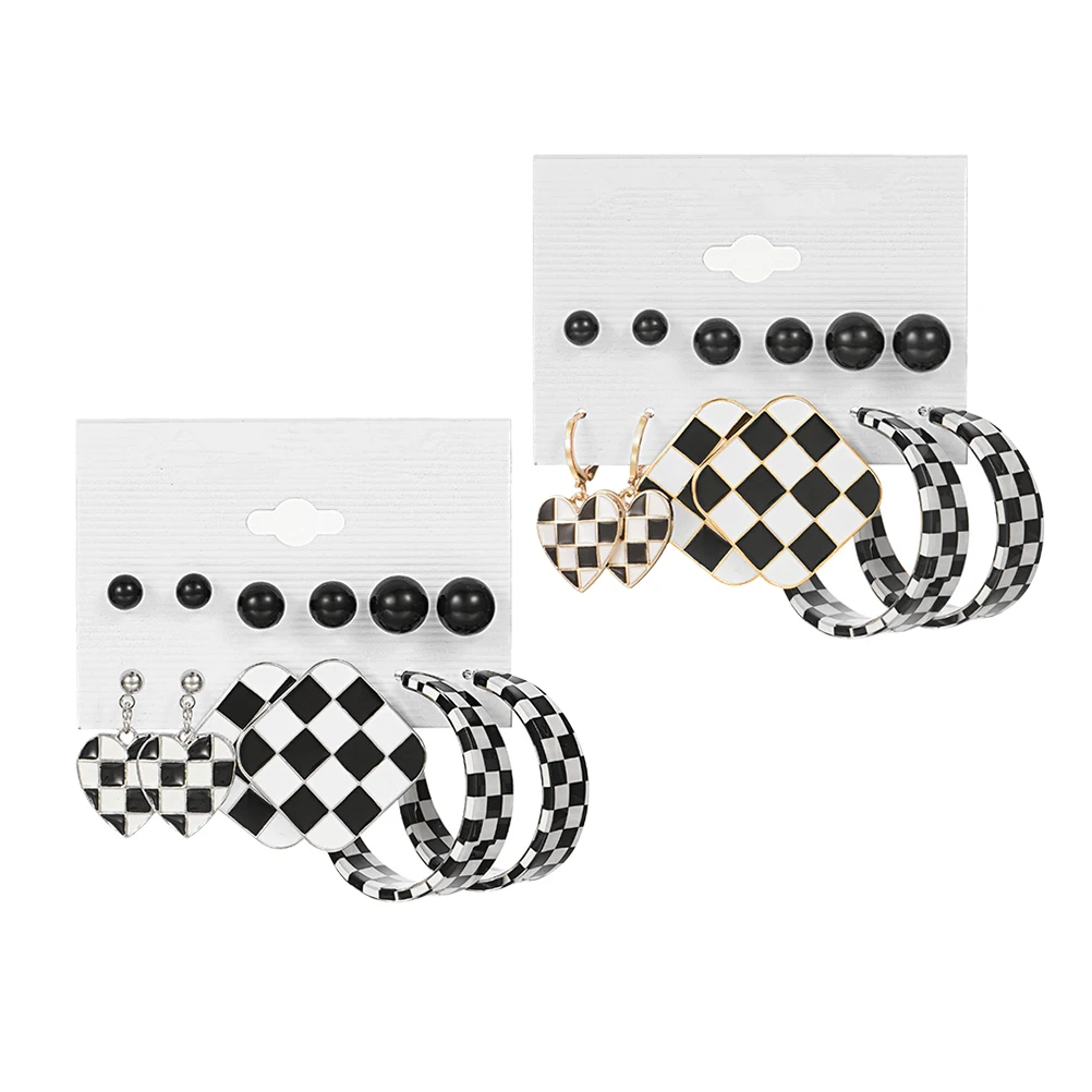 2pcs Checkerboard Earring Dangle Alloy Hoop Dangle Earrings Girls Black White Casual Formal Accessories
2pcs Checkerboard Earring Dangle Alloy Hoop Dangle Earrings Girls Black White Casual Formal Accessories