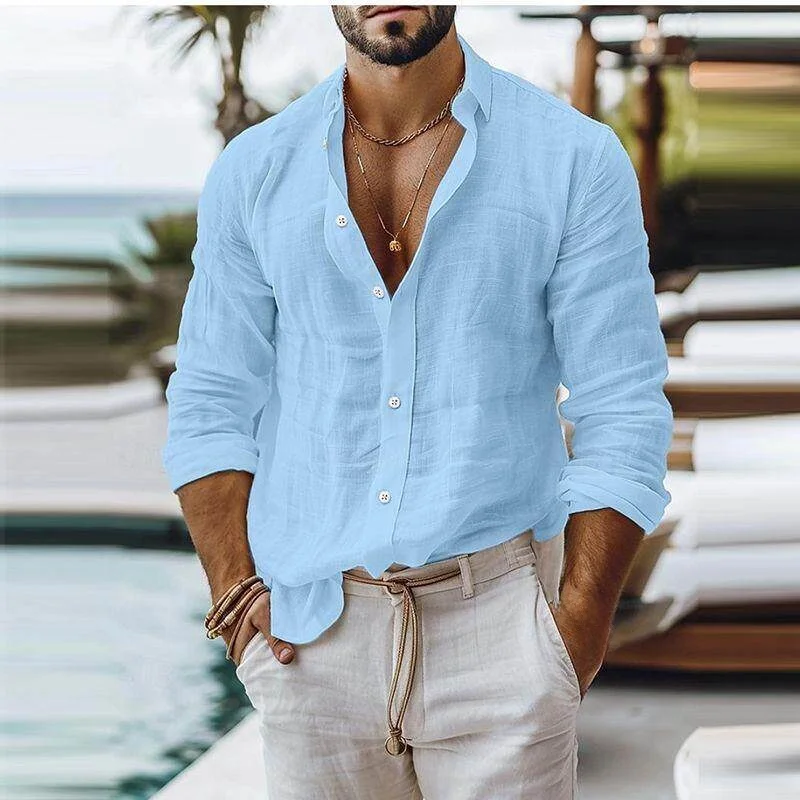 American Retro Fashion Men's Long Sleeve Linen Casual Loose Fit Shirt Classic Collar Single Color Citywalk Inner Wear Top
American Retro Fashion Men's Long Sleeve Linen Casual Loose Fit Shirt Classic Collar Single Color Citywalk Inner Wear Top