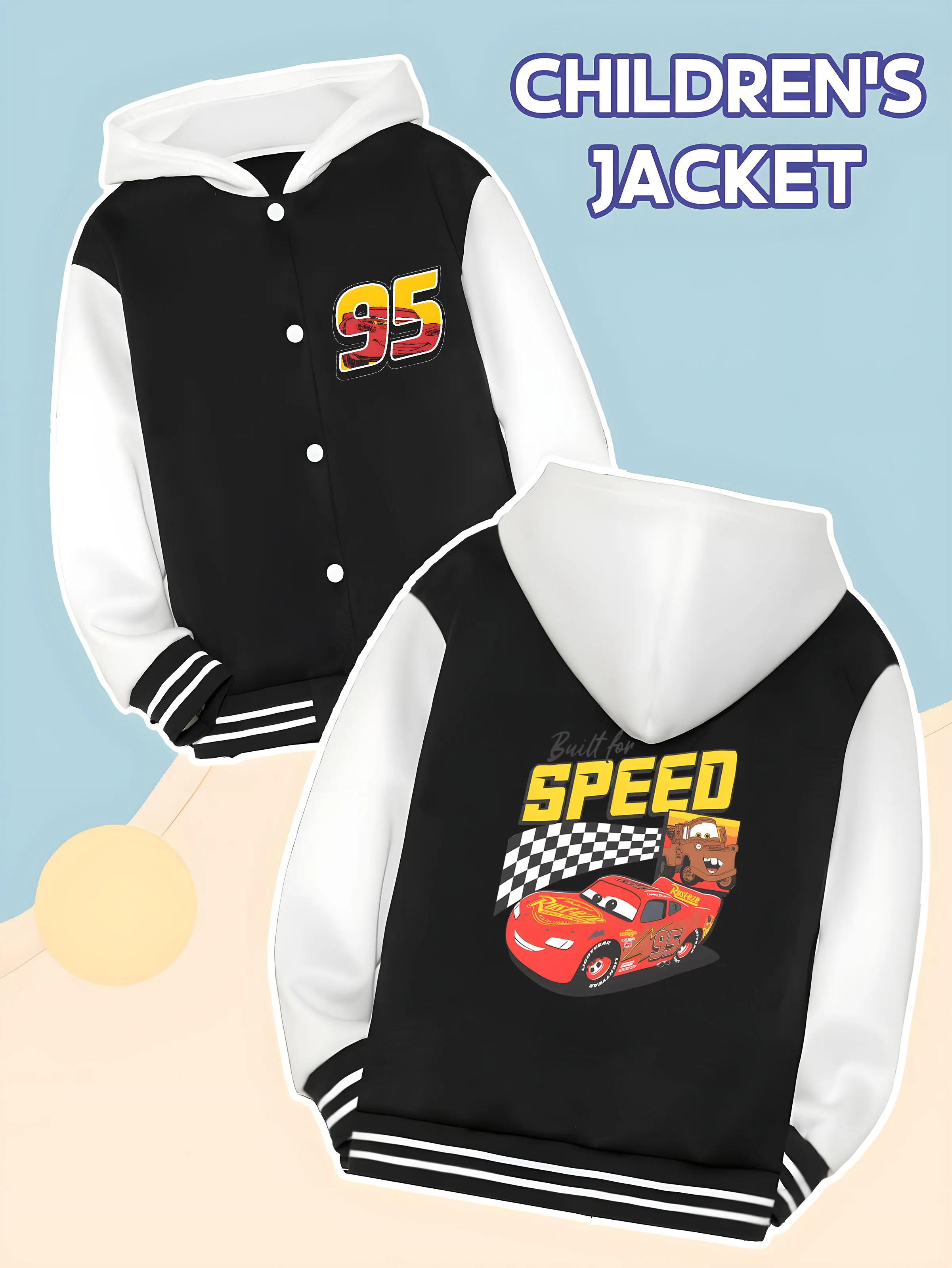 MINISO Disney Cars McQueen Speed-Themed Baseball Jacket for Boys - "Born for Speed" Slogan, McQueen Racing Print Jacket
MINISO Disney Cars McQueen Speed-Themed Baseball Jacket for Boys - "Born for Speed" Slogan, McQueen Racing Print Jacket