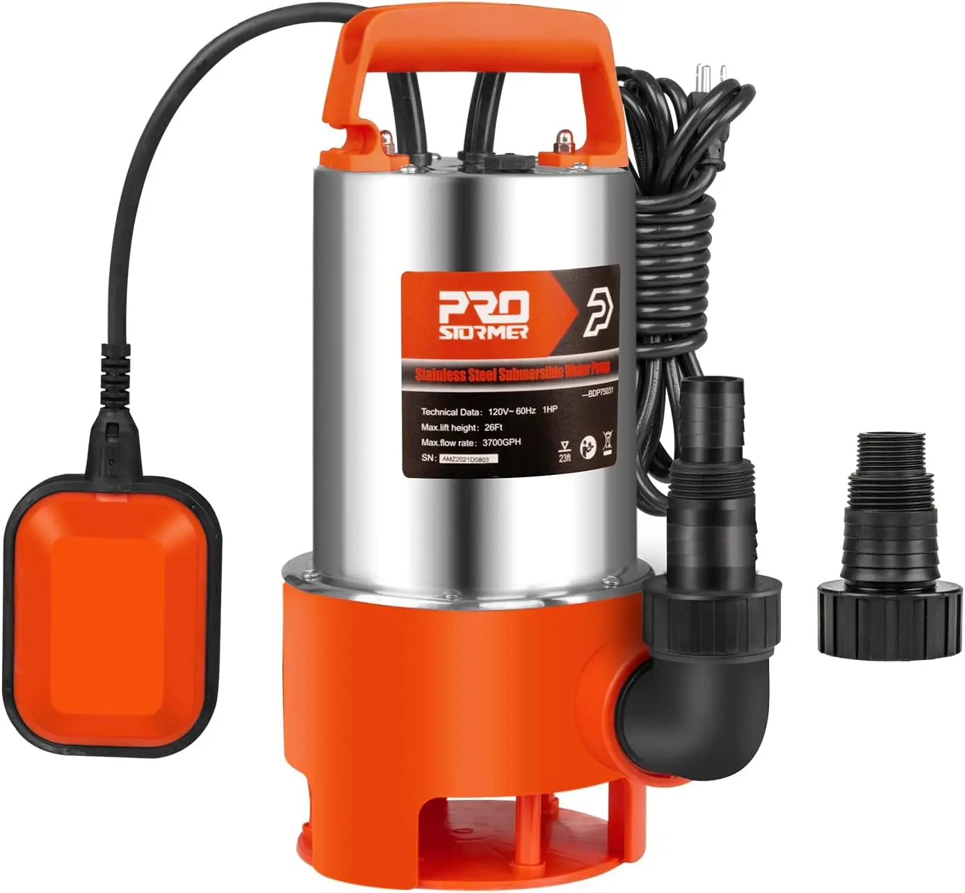 1HP 3700GPH Stainless Steel Submersible Water Pump with Float Switch for Fresh, Mains, and Pool Water
1HP 3700GPH Stainless Steel Submersible Water Pump with Float Switch for Fresh, Mains, and Pool Water