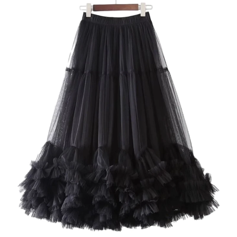 Oversized Flare Mesh Skirt Ruffle Trim A Line Puffy Tutu Sweet Stylish Design Versatile Daily Party Women Fashion Bottom Skirt
Oversized Flare Mesh Skirt Ruffle Trim A Line Puffy Tutu Sweet Stylish Design Versatile Daily Party Women Fashion Bottom Skirt