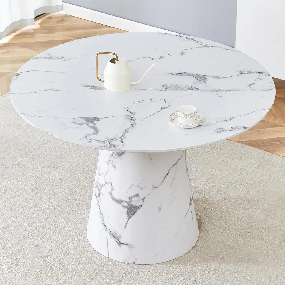 Elegant 45 Marble Top Round Dining Table with Pedestal Base for 4-6 People
Elegant 45 Marble Top Round Dining Table with Pedestal Base for 4-6 People