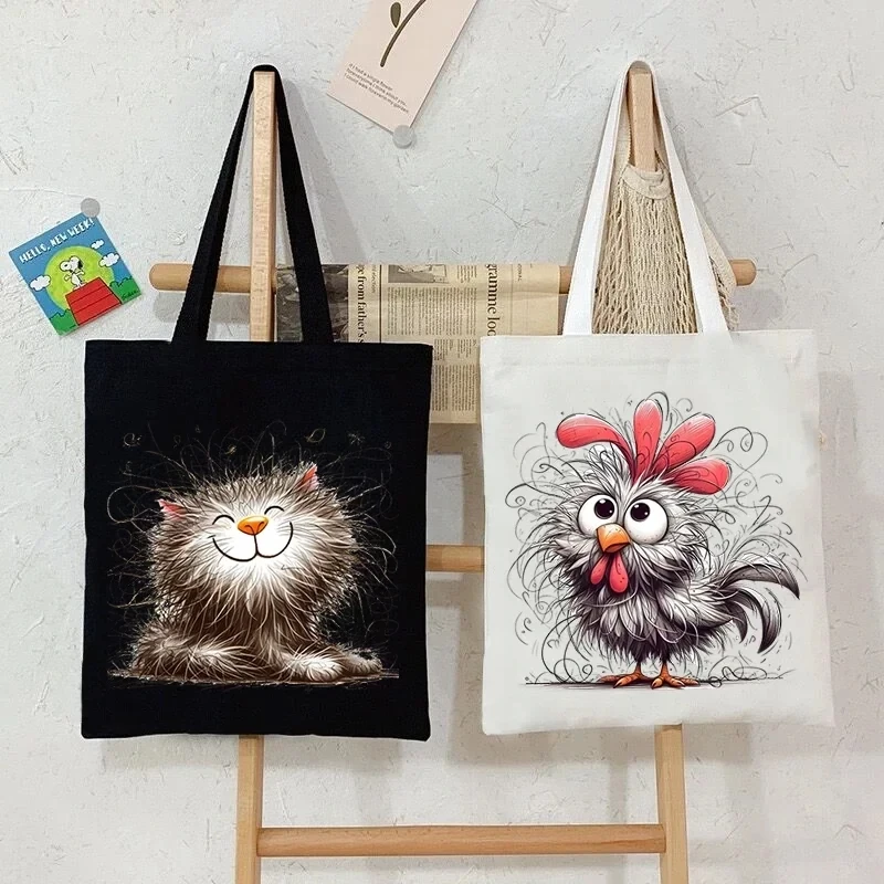 Funny Cat Canvas Bag and Chicken for Women Shopper Handbags Storage Reusable Cartoon Shoulder Anime Animal Hand Bag Decoration
Funny Cat Canvas Bag and Chicken for Women Shopper Handbags Storage Reusable Cartoon Shoulder Anime Animal Hand Bag Decoration
