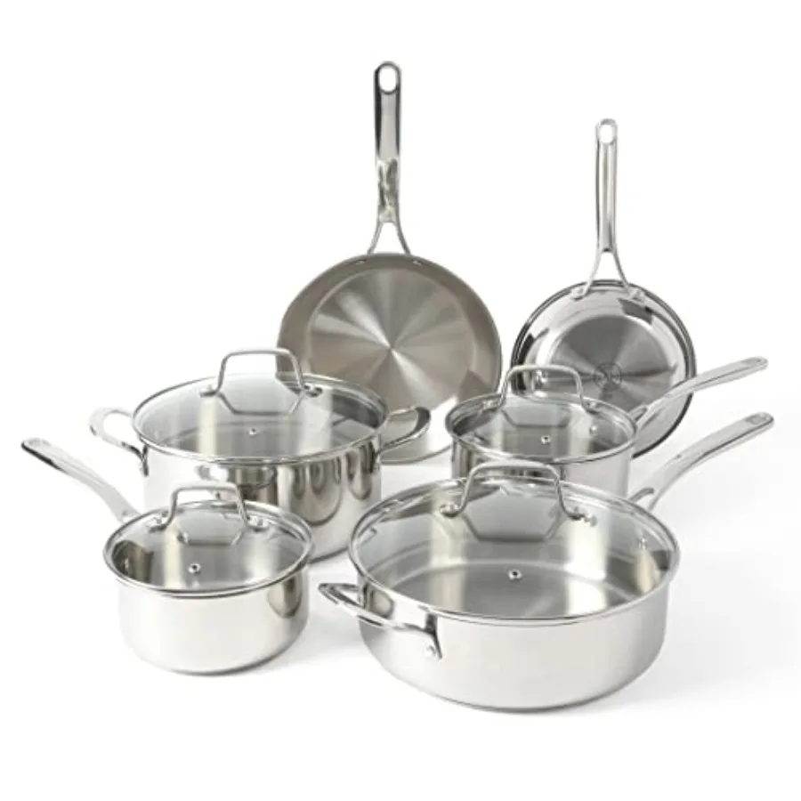 Castelle 10 Pcs 18/8 Durable Induction Safe Non-Toxic Triply Bottom Kitchen Pots and Pans Cookware Set - Dishwasher Safe
Castelle 10 Pcs 18/8 Durable Induction Safe Non-Toxic Triply Bottom Kitchen Pots and Pans Cookware Set - Dishwasher Safe