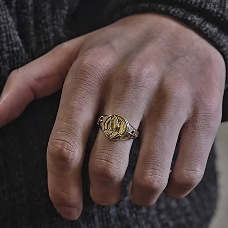 Vintage 925 Sterling Silver Aged Prayer Hand Ring Movie Style Unisex Street Fashion Rings out Couple Jewelry Accessories
Vintage 925 Sterling Silver Aged Prayer Hand Ring Movie Style Unisex Street Fashion Rings out Couple Jewelry Accessories