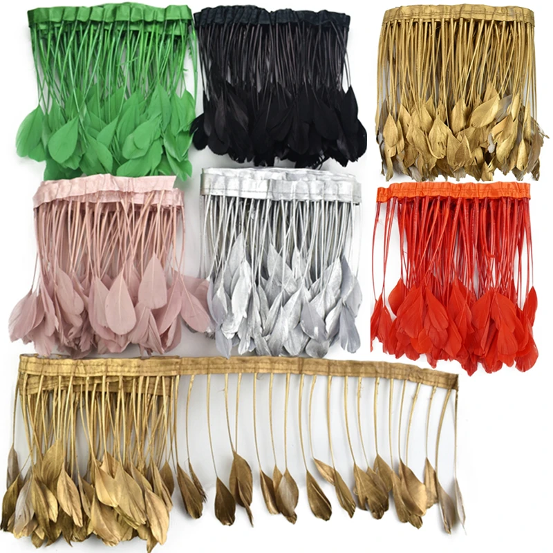 2Meters Gold Silvery Stripped Coque Goose Feathers for Clothes Geese Feather on Tape Tassel Fringe Trim Ribbon Sewing Decoration
2Meters Gold Silvery Stripped Coque Goose Feathers for Clothes Geese Feather on Tape Tassel Fringe Trim Ribbon Sewing Decoration