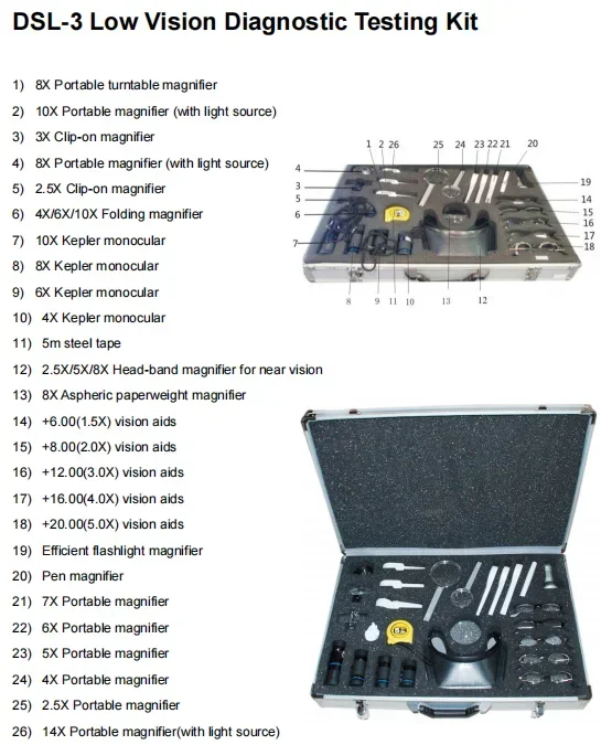New DSL-3 Low Vision Diagnostic Testing Kit with Aluminum Case Optics Instruments
New DSL-3 Low Vision Diagnostic Testing Kit with Aluminum Case Optics Instruments