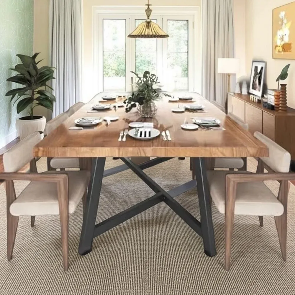 72" Farmhouse Wood Dining Table for 4 5 6 People, Rustic Solid Wood Brown Rectangular Kitchen Tables, Large Dinner Table w/Adjus
72" Farmhouse Wood Dining Table for 4 5 6 People, Rustic Solid Wood Brown Rectangular Kitchen Tables, Large Dinner Table w/Adjus