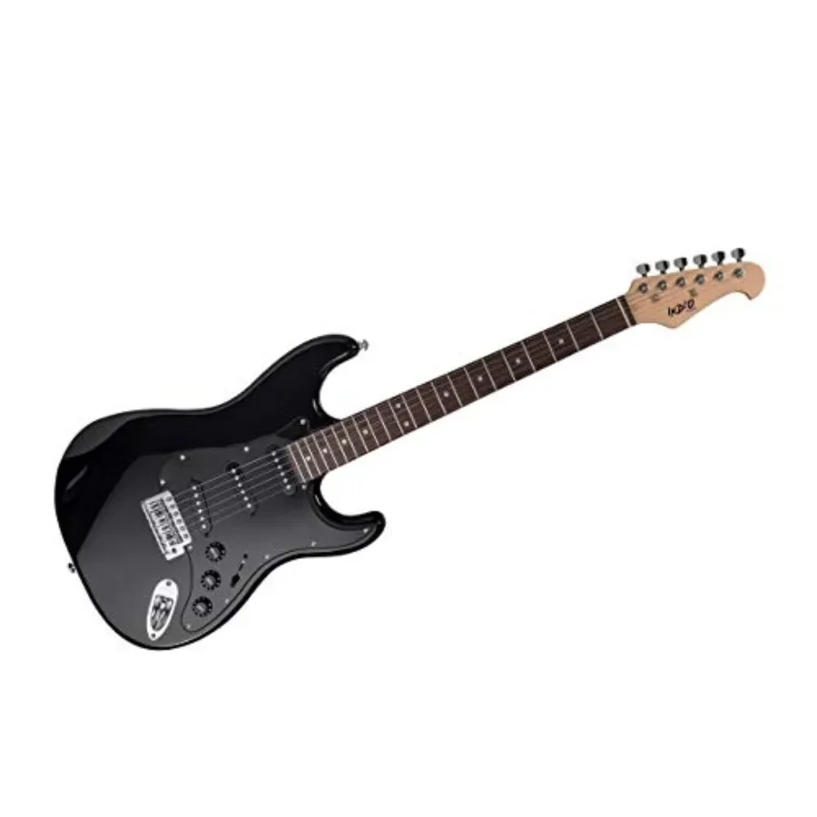 Electric guitar for beginners - Black, solid body with double-cutaway, right-handed, SSS pickups, full-range tone, includes gig
Electric guitar for beginners - Black, solid body with double-cutaway, right-handed, SSS pickups, full-range tone, includes gig