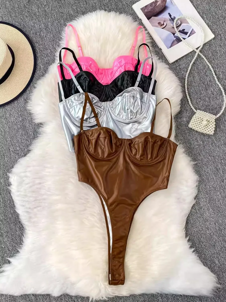 Foamlina Metallic Bandeau High Slit Jumpsuit Women Summer Influencer Niche PU Leather Hot Girl Sexy Halter Top BodysuitsQ
Foamlina Metallic Bandeau High Slit Jumpsuit Women Summer Influencer Niche PU Leather Hot Girl Sexy Halter Top BodysuitsQ