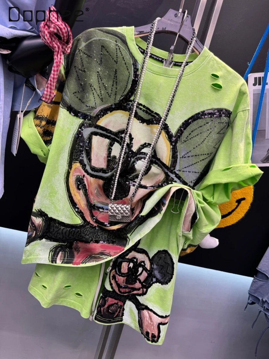 European Goods Loose Cartoon Top 2025 Summer New Heavy Industry Bead Printing Short-sleeved T-shirt Women Clothing
European Goods Loose Cartoon Top 2025 Summer New Heavy Industry Bead Printing Short-sleeved T-shirt Women Clothing