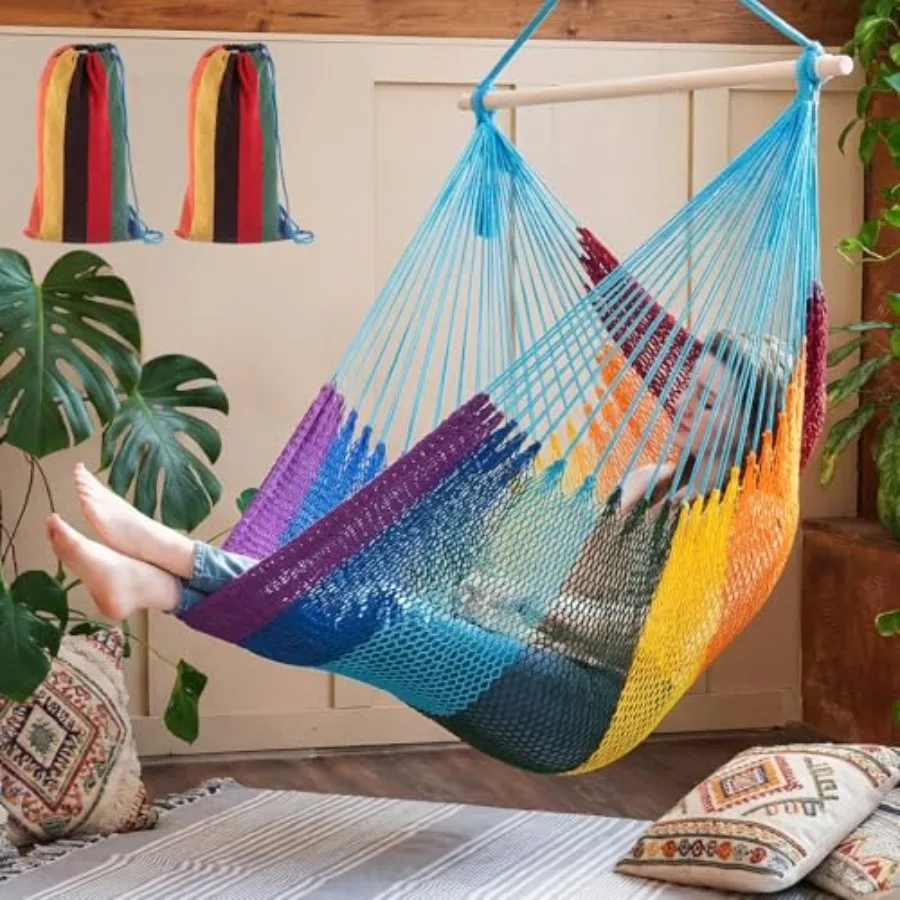 2 Pcs Hanging Hammock Chair Boho Swing Chair Outdoor Indoor Comfy Soft Cotton Rope Weaving with 40 Inch Detachable Metal Bars f
2 Pcs Hanging Hammock Chair Boho Swing Chair Outdoor Indoor Comfy Soft Cotton Rope Weaving with 40 Inch Detachable Metal Bars f