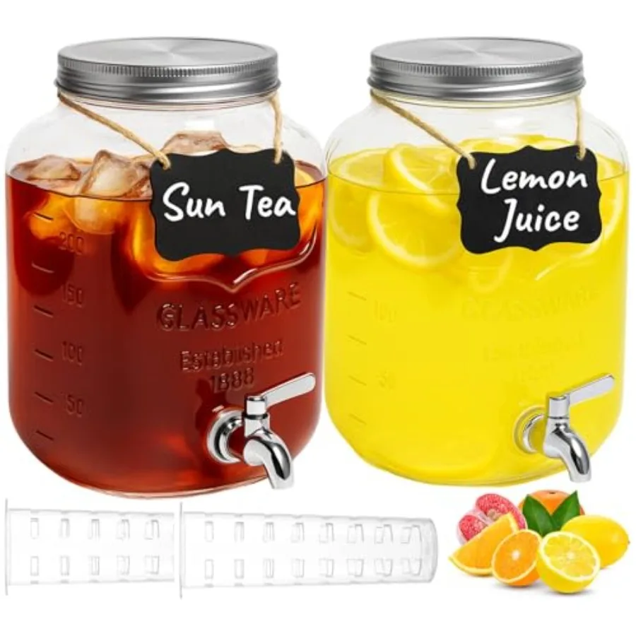 2 PCS 2 Gallon Drink Dispensers - Glass Peverage Dispenser for Parties with 18/8 Stainless Steel Spigots Lemonade Dispenser Jui
2 PCS 2 Gallon Drink Dispensers - Glass Peverage Dispenser for Parties with 18/8 Stainless Steel Spigots Lemonade Dispenser Jui